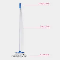 Швабра для мытья пола Доляна &laquo;Веревочная плоская&raquo;, насадка 23 см, металлическая ручка 118 см, МИКС