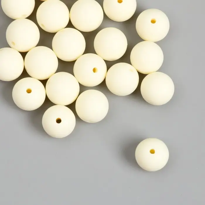Бусины для творчества пластик "Молочный" матовые d=1,2 см набор 20 гр