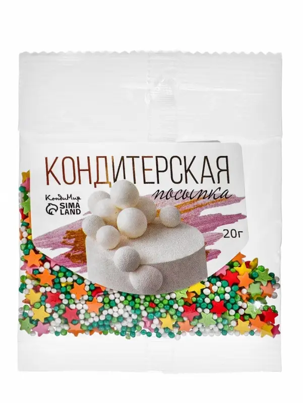 Посыпка кондитерская с мягким центром "Ассорти": цветная, 20 г