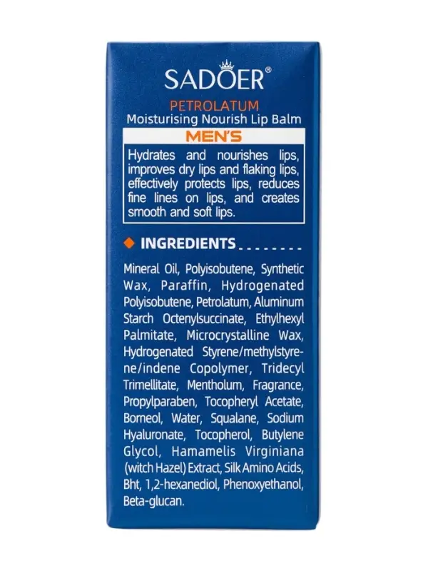 Мужской бальзам для губ увлажняющий Sadoer, 4.5 г