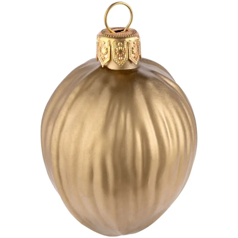 Елочная игрушка «Грецкий орех», матовое золото Елочная игрушка «Грецкий орех», матовое золото