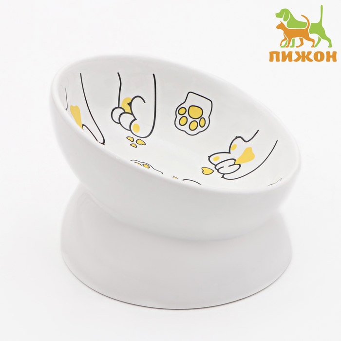 Миска керамическая  Миска керамическая "Лапа Кота" 150 мл  13 x 9 cм, белая