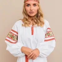 Карнавальный костюм "Купава" платье-рубашка взрослая (платье-рубашка, повязка на голову) размер 164/