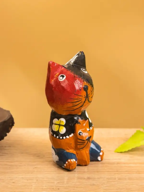 Сувенир интерьерный "Котики" 5х5х8 см, дерево, цв. рыжий