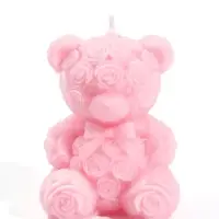 Свеча декоративная "Мишутка" 110 гр, 6х4,8х8 см, 6 ч, розовый