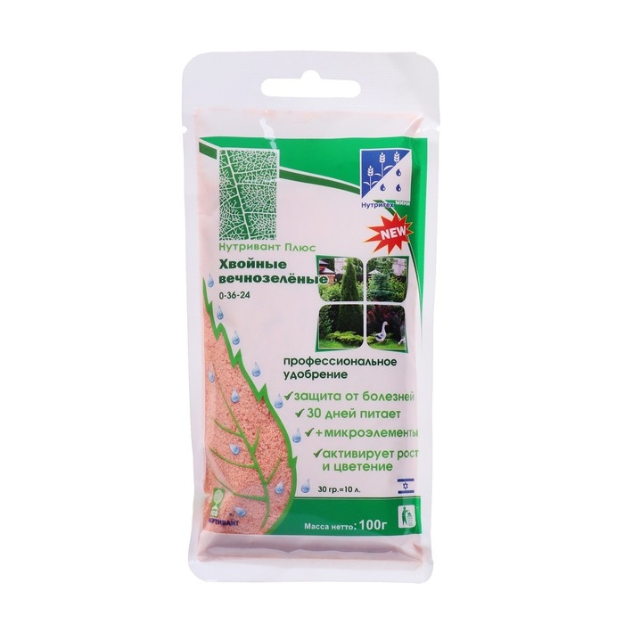 Удобрение Нутривант Плюс Хвойные вечнозеленые 0-36-24, 100 г Удобрение Нутривант Плюс Хвойные вечнозеленые 0-36-24, 100 г