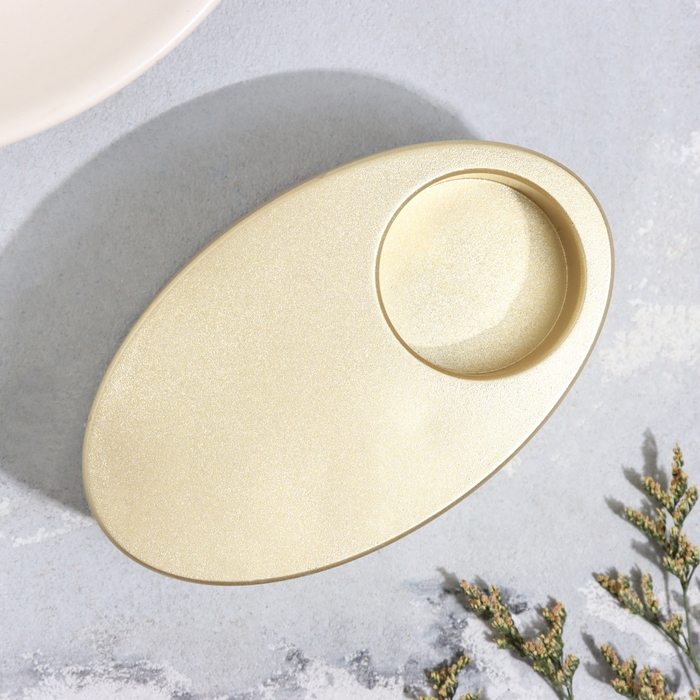 Подсвечник Подсвечник "Узкий овал. Мрамор" из гипса,11,5х7х4см, золото