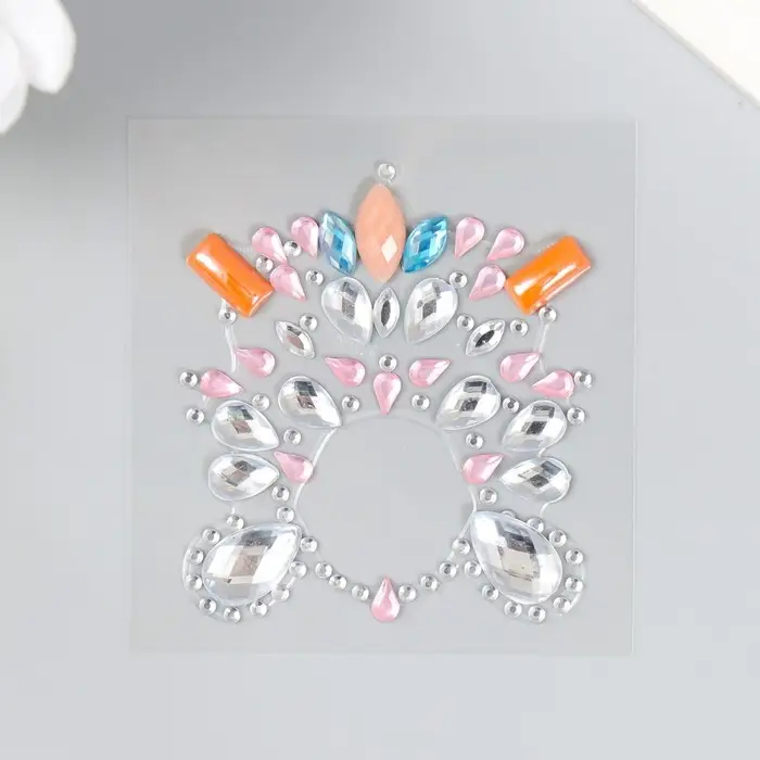 Наклейка пластик стразы Наклейка пластик стразы "Украшение. Вспышка" МИКС 5,5х5,9 см