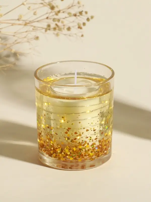Свеча в стакане с LED-подсветкой &laquo;Золотые звёздочки&raquo;, 8&times;8&times;9 см