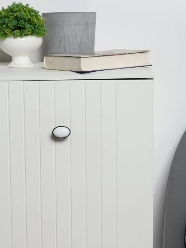 Ручка-кнопка ТУНДРА РК023BL LIGHT, чёрная с белой вставкой, 8 шт.