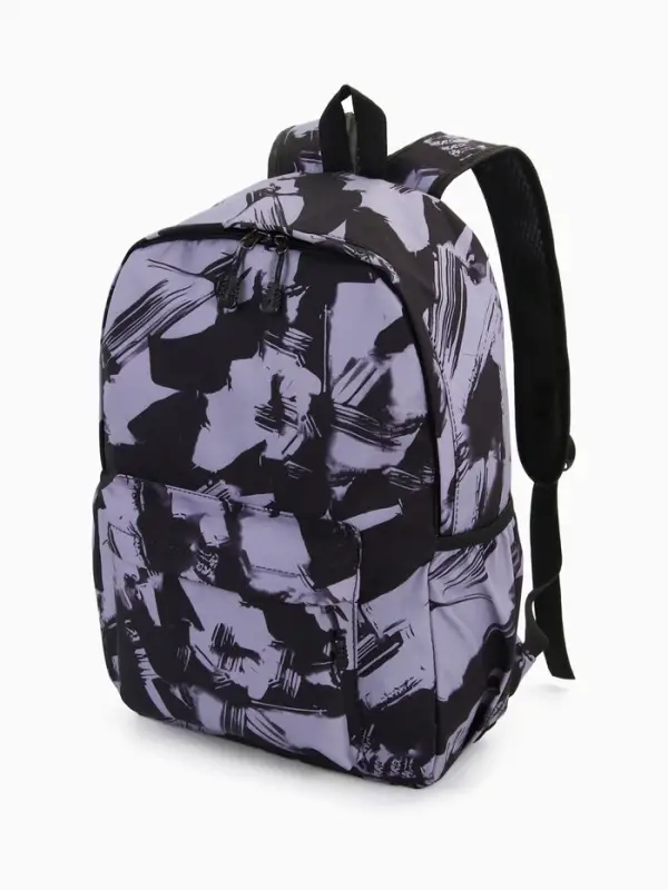 Рюкзак школьный на молнии, с карманами, абстрактным рисунком, размер 30&times;13&times;42 см, чёрный