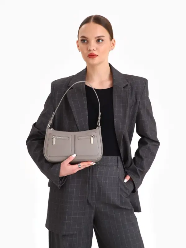 Сумка женская багет TEXTURA на молнии, 21×6×13 см, серая Сумка женская багет TEXTURA на молнии, 21×6×13 см, серая