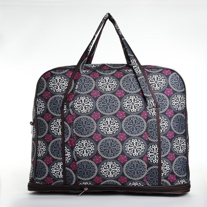 Сумка дорожная женская на молнии, с увеличением, 3 наружных кармана, длинный ремень, цвет чёрный/серый Сумка дорожная женская на молнии, с увеличением, 3 наружных кармана, длинный ремень, цвет чёрный/серый