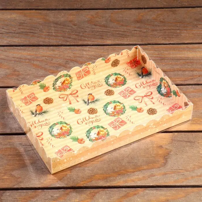 Коробочка подарочная новогодняя для печенья «Веночки», 22×15×3 см Коробочка подарочная новогодняя для печенья «Веночки», 22×15×3 см