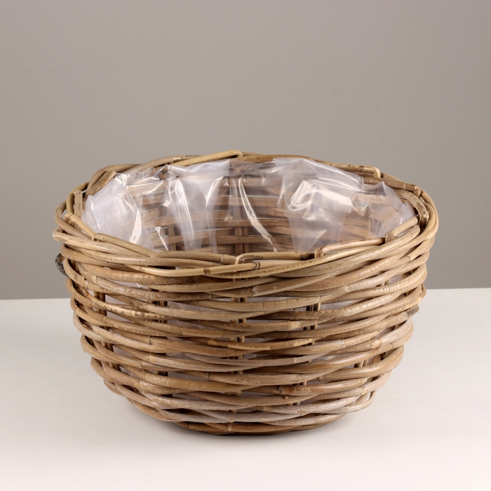 Набор кашпо плетеных из 3шт, D35xH21см, серый, ротанг Набор кашпо плетеных из 3шт, D35xH21см, серый, ротанг