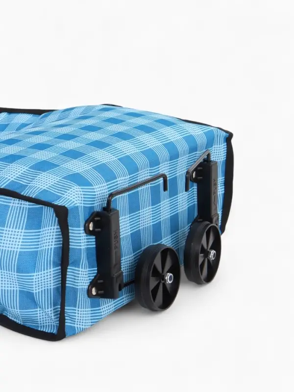 Сумка хозяйственная складная на липучке, 2 колеса, наружный карман, 32&times;13&times;52 см, голубая