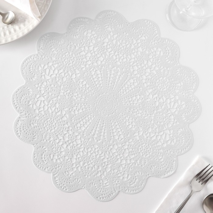 Салфетки сервировочные на стол Доляна «Лидия», d=38 см, 4 шт, цвет белый