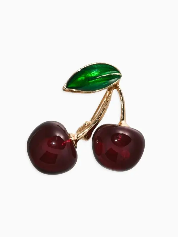 Брошь &laquo;Вишня&raquo;, наливная, бордово-зелёная в золоте