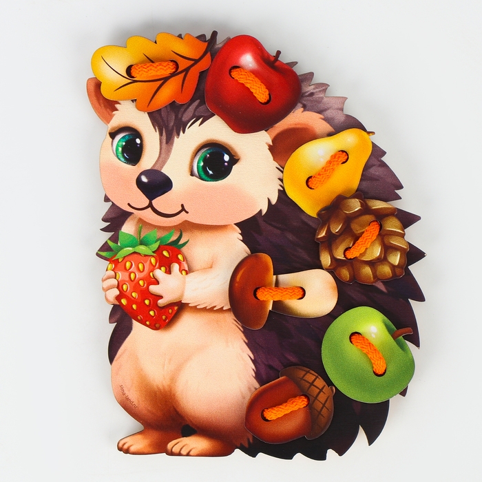 Шнуровка деревянная развивающая для малышей «Весёлый ёжик» Шнуровка деревянная развивающая для малышей «Весёлый ёжик»