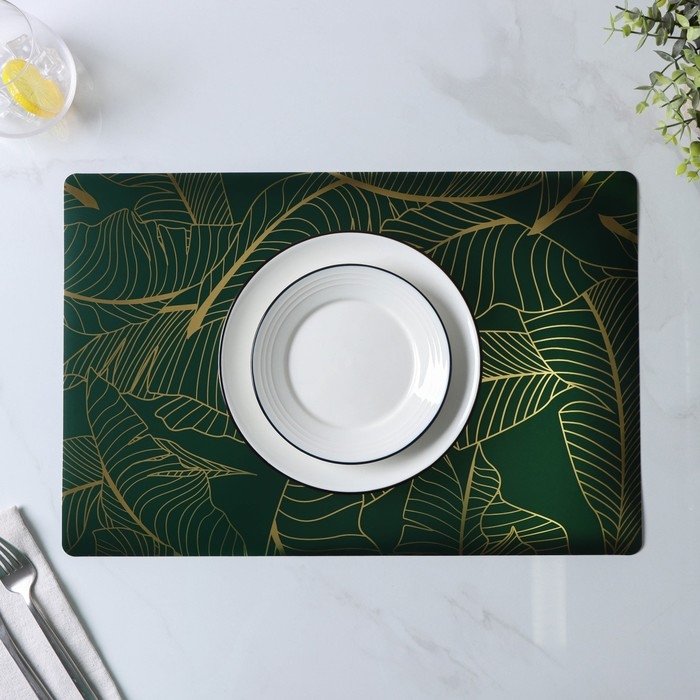 Салфетки сервировочные на стол Доляна «Лаундж», 4 шт, 30×45 см, цвет зелёный