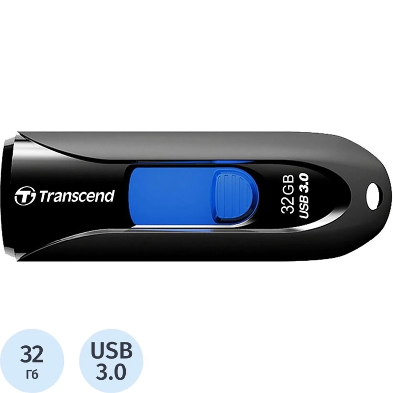 Флеш-память Transcend JetFlash 790, 32Gb, USB 3.1 G1, ч/син, TS32GJF790K