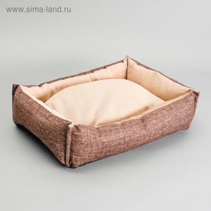 Лежанка, 54&times;42&times;11 см, с двусторонней подушкой, под замшу, мебельная ткань, цвет МИКС