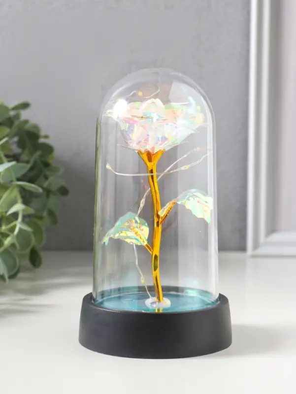 Фигурка световая колба RISALUX &laquo;Цветок&raquo;, LED-ночник, 3&times;AG10, белый, 8.5&times;8.5&times;15.5 см