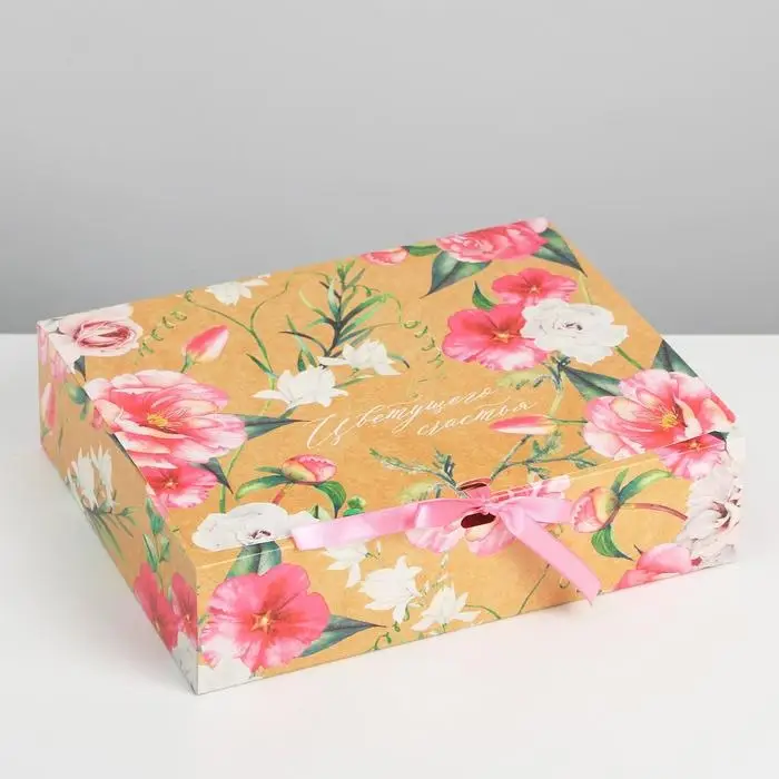 Коробка подарочная, упаковка, &laquo;Цветущего счастья&raquo;, 31 х 24.5 х 8 см