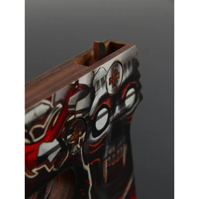 Набор сувенирное оружие «Красный с золотом», автомат, пистолет с глушителем, нож-штык, 3 шт