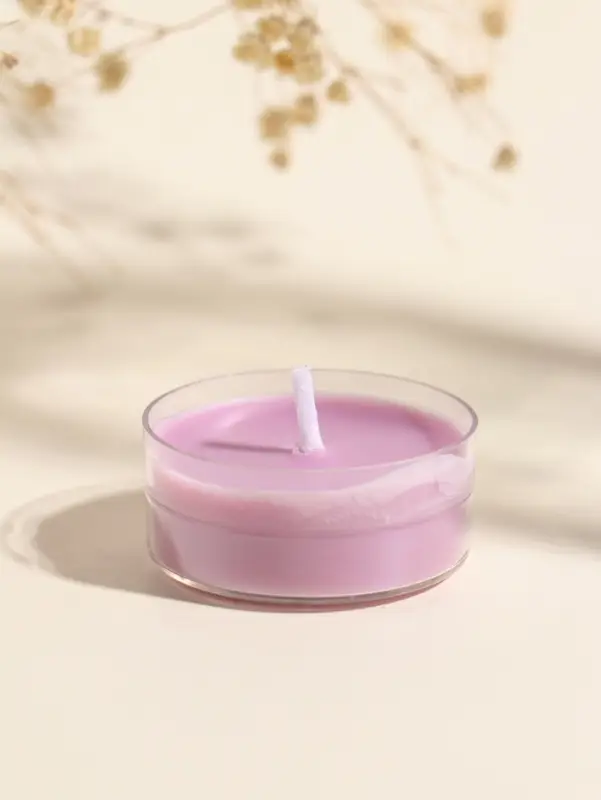 Чайная свеча ароматическая "Круглая" серо-фиолетовая, аромат лаванда 3,8х3,8х1,8 см