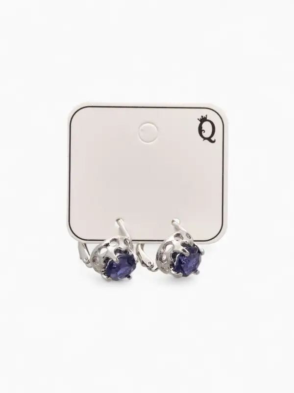 Серьги со стразами &laquo;Эдель&raquo;, кружок, сине-фиолетовые в серебре