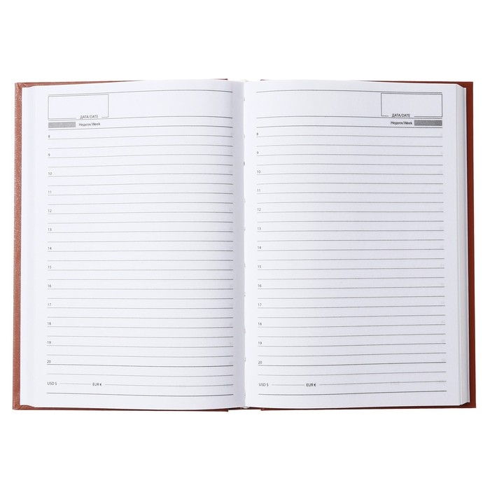 Ежедневник недатированный А5, 160 листов, обложка бумвинил, коричневый