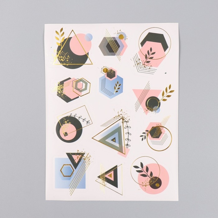 Фотоальбом 25 листов (наклейки+кольца)  Фотоальбом 25 листов (наклейки+кольца) "Геометрия" тиснение золото 19х27х3 см