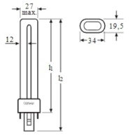 Лампа люминесцентная DULUX S 11Вт/41-827 цоколь G23 123344