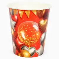 Стакан одноразовый бумажный «Воздушные шары фольга», красный 250 мл Стакан одноразовый бумажный «Воздушные шары фольга», красный 250 мл