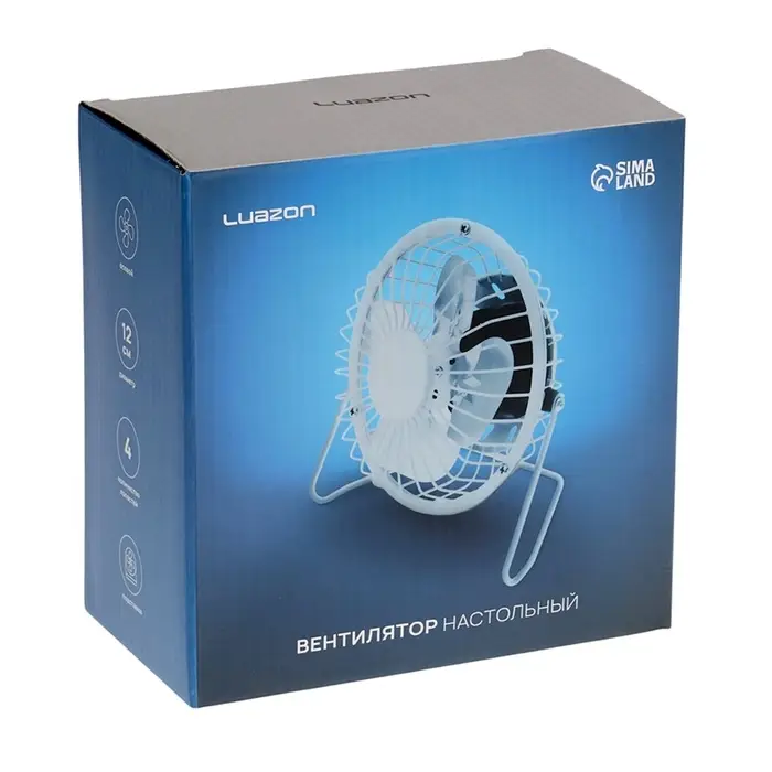 Вентилятор настольный Luazon LOF-05, осевой, 2.5 Вт, 12 см, металл, белый