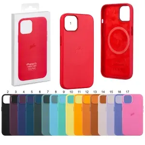 Чехол для iPhone 13 Leather Case (MagSafe) с лого