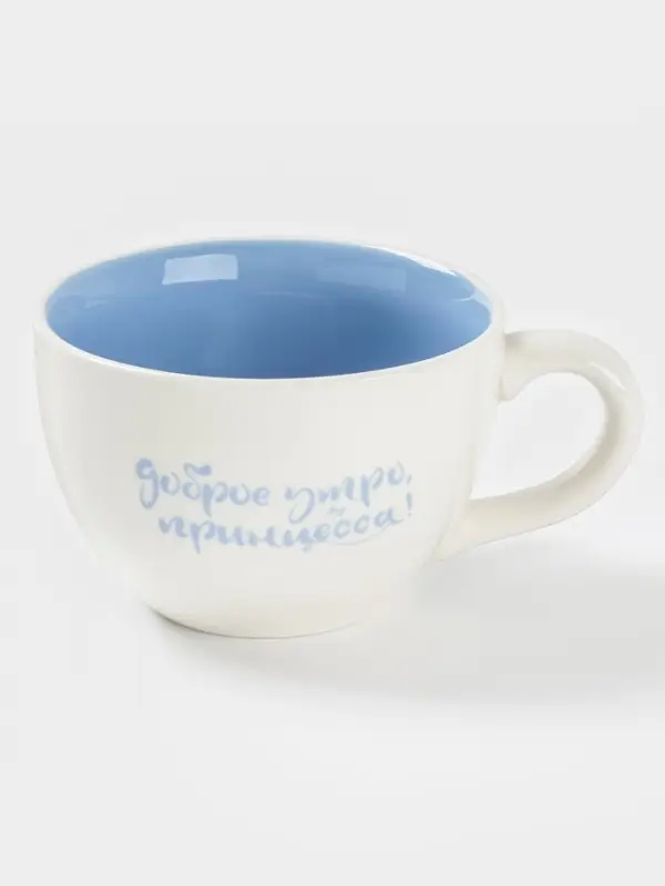 Кружка Доляна &laquo;Луна&raquo;, 475 мл, керамика, с фигуркой, белая, голубая