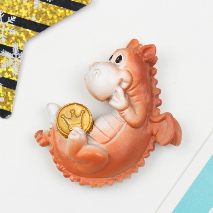 Магнит полистоун  Магнит полистоун "Денежный дракоша" МИКС 4,5х1,5х6,5 см