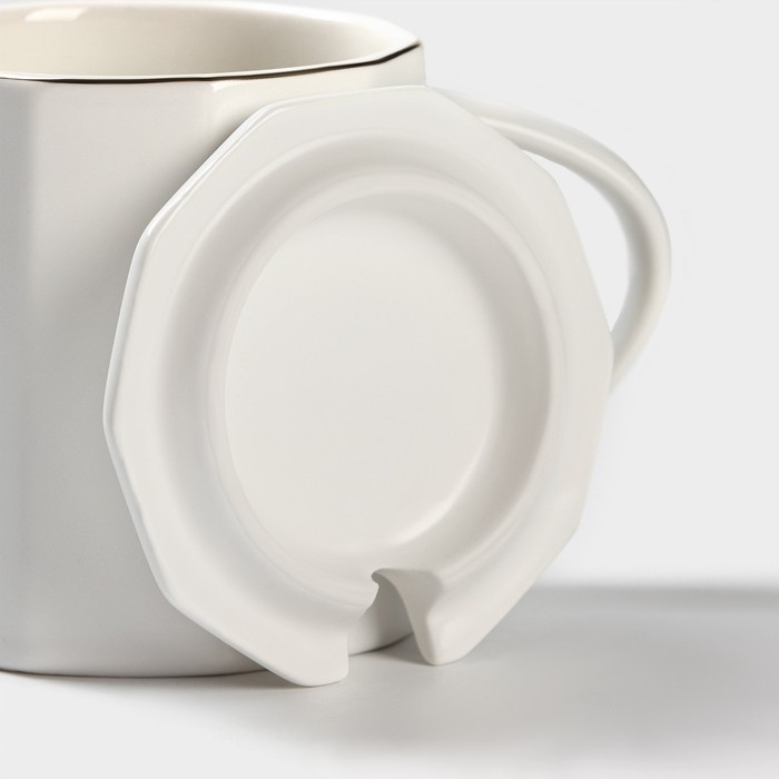 Кружка керамическая с ложкой Simple, 350 мл, цвет белый Кружка керамическая с ложкой Simple, 350 мл, цвет белый