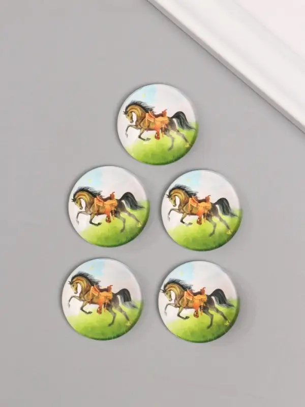 Кабошон стекло для творчества Кабошон стекло для творчества "Круг. Акварель. Богатырский конь" 3х3 см