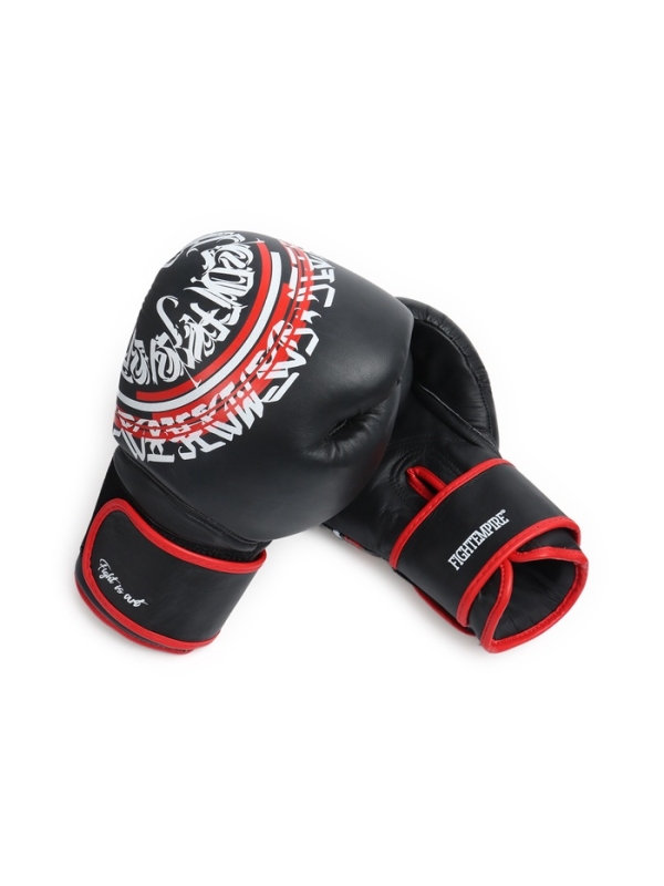 Боксерские перчатки FIGHT EMPIRE, ART, натуральная кожа, чёрные, размер 12 oz