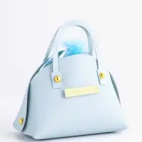 Кожанная подарочная сумочка 14 х 6,5 х 12,8 см небесно-голубая