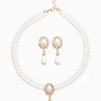 Набор 2 предмета: серьги, колье &laquo;Антуанетта&raquo;, вспышка, белый в золоте, 40 см