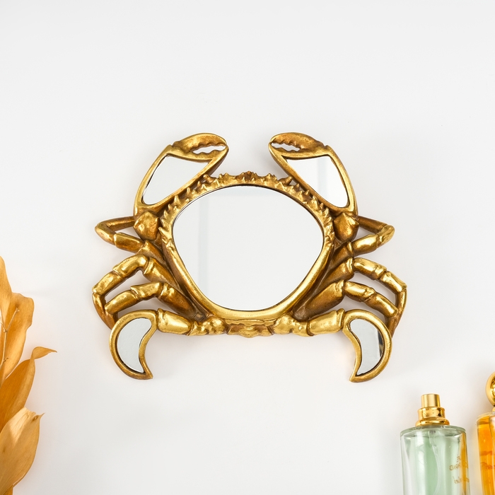 Панно интерьерное полистоун  Панно интерьерное полистоун "Зеркальный краб" золото 23х4х18 см