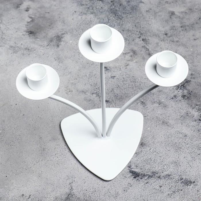 Подсвечник металл на 3 свечи Подсвечник металл на 3 свечи "Диез", 10,5х27 см, белый