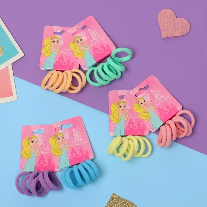 Резинка для волос  Резинка для волос "Махрушка спорт" (набор 6 шт) полосы диагональ, 2,5 см, микс