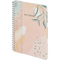 Бизнес-тетрадь 120л,клетка,А4 Flora 2,пласт.обл,серебр.спир,3раздел,линейка