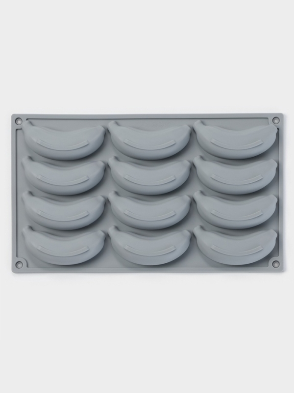 Форма для выпечки и муссовых десертов KONFINETTA «Банан», силикон,12 ячеек 8.5×2 см, 30×17.5×2.5 см, серая Форма для выпечки и муссовых десертов KONFINETTA «Банан», силикон,12 ячеек 8.5×2 см, 30×17.5×2.5 см, серая