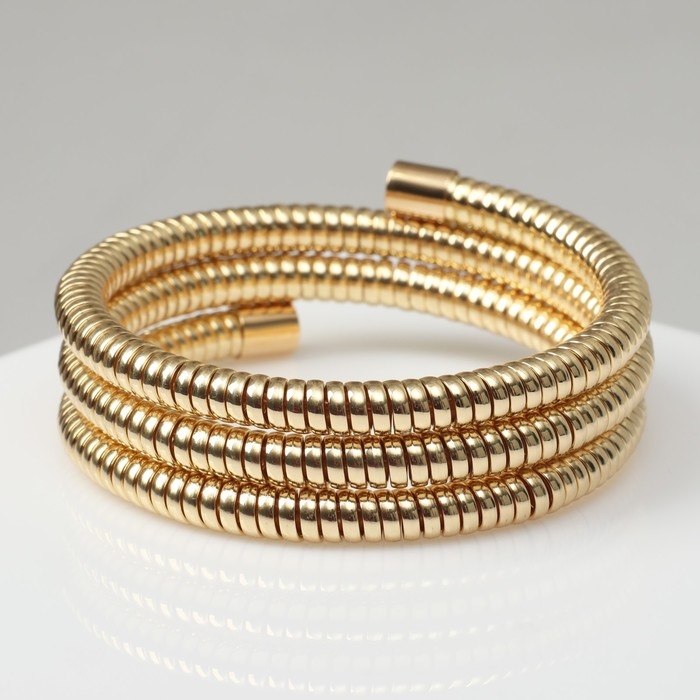 Браслет-пружинка «Рельеф» 3 ряда, цвет золото, d=6,5 см Браслет-пружинка «Рельеф» 3 ряда, цвет золото, d=6,5 см
